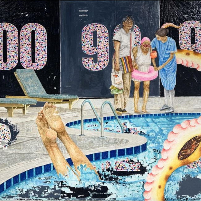 Swimming Lesson Acrylic on trap 103.5 x 162 cm 2023