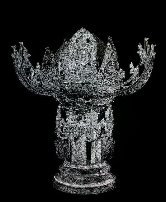 Chakrasamvara Ghost Glass mirror 5mm, metal, LED 47 1/5 x 32 3/10 x 3 9/10 inches | 120 x 82 x 10 cm 2022