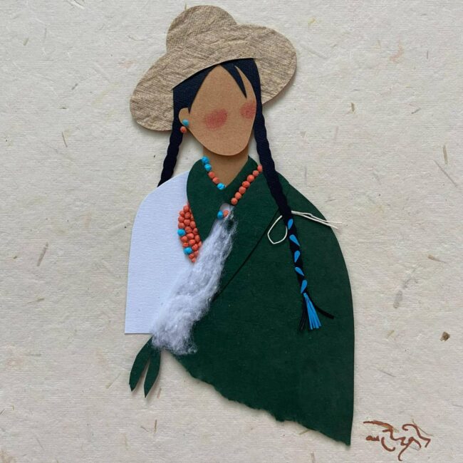 Khampa Nomad (lady) Paper Collage Art (paper, chocolate wrapper, tape) 21 x 29.7 cm 2021