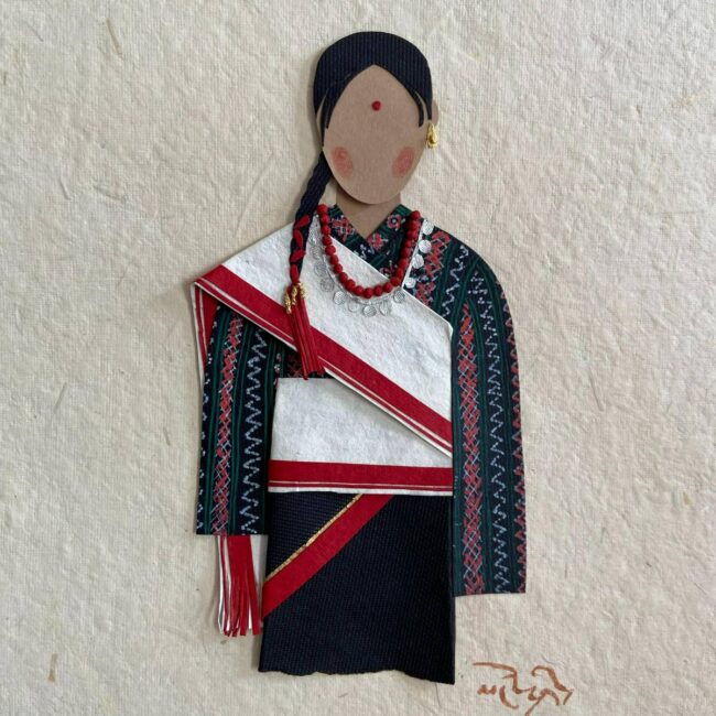 Newari (lady) Paper Collage Art (paper, chocolate wrapper, tape) 21 x 29.7 cm 2022