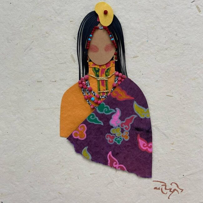 Khampa (lady) Paper Collage Art (paper, chocolate wrapper, tape) 21 x 29.7 cm 2021