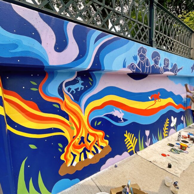 Lansdowne Underpass Mural Project Located at Dundas and Lansdowne, Toronto, ON. Client: StreetArToronto 2021 8 x 19ft Latex Exterior Acrylic Paint